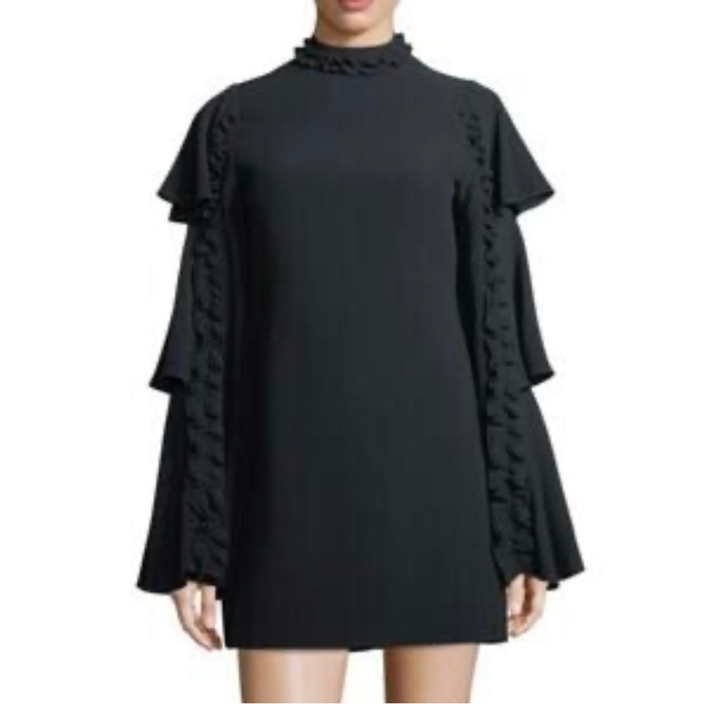 Alexis Sivan Knit Long-Sleeve Ruffle Dress in Black, Size XS, Brand New